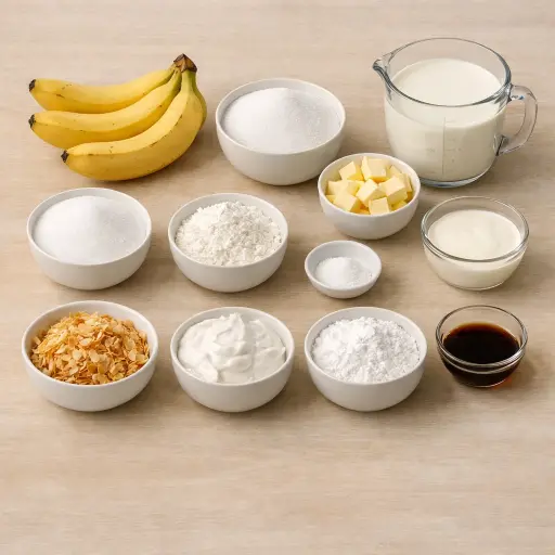 Ingredients for Caramelized Banana Pudding with Coconut Whip