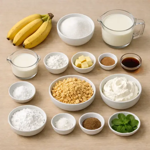 Ingredients for Caramelized Banana Pudding with Spiced Whipped Cream