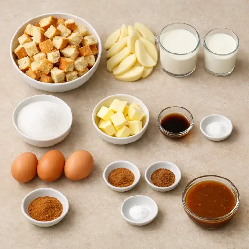 Ingredients for Caramelized Pear Bread Pudding