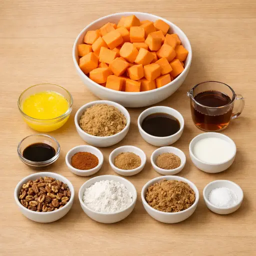 Ingredients for Caramelized Pecan Sweet Potato Casserole