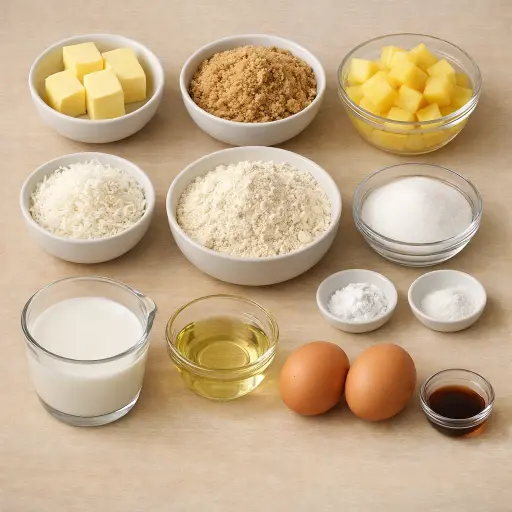 Ingredients for Caramelized Pineapple Coconut Cake