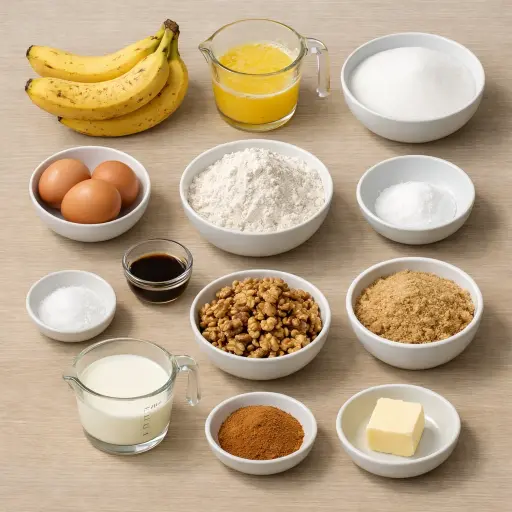 Ingredients for Caramelized Walnut Banana Bread
