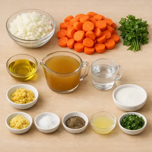 Ingredients for Carrot and Ginger Soup