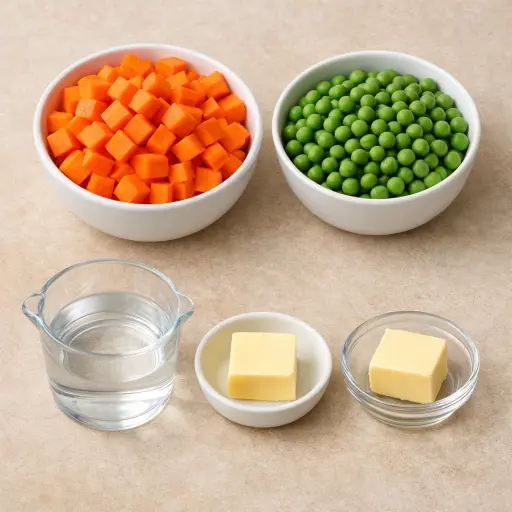 Ingredients for Carrot and Pea Mash