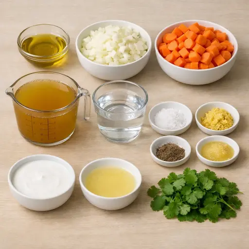 Ingredients for Carrot Ginger Soup