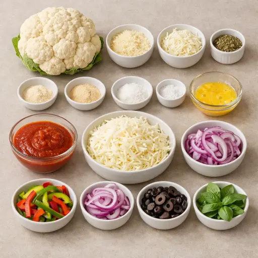 Ingredients for Cauliflower Crust Pizza
