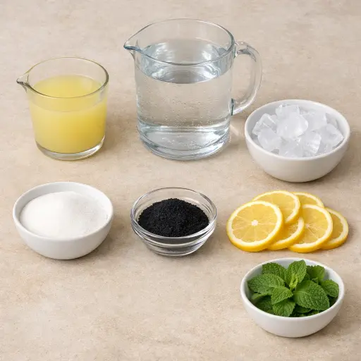 Ingredients for Charcoal-Infused Lemonade