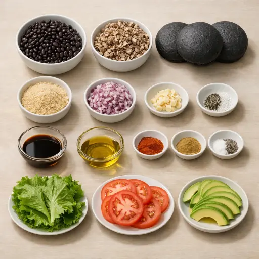 Ingredients for Charcoal Vegan Burger