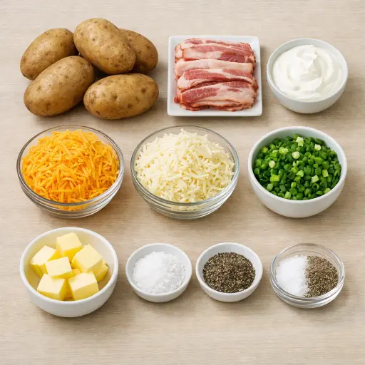 Ingredients for Cheesy Bacon Potato Casserole
