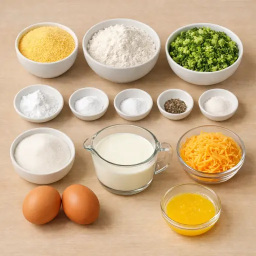 Ingredients for Cheesy Broccoli Cornbread