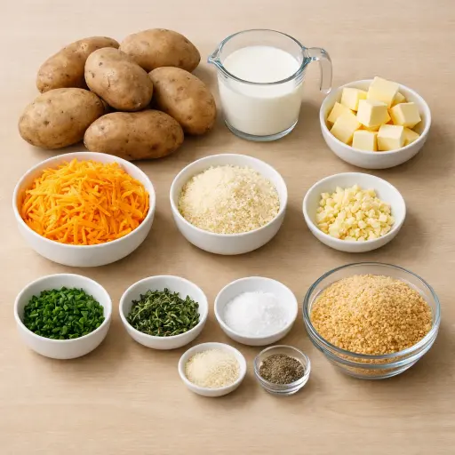 Ingredients for Cheesy Garlic Herb Mashed Potato Casserole