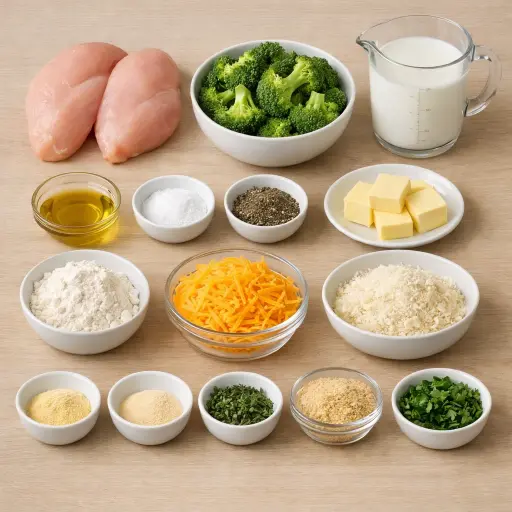 Ingredients for Cheesy Herb Chicken and Broccoli Casserole