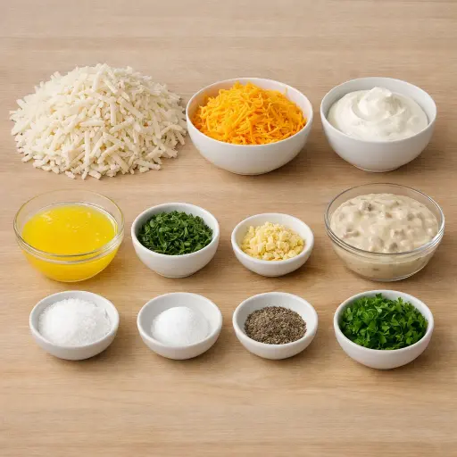 Ingredients for Cheesy Herb Hash Brown Casserole