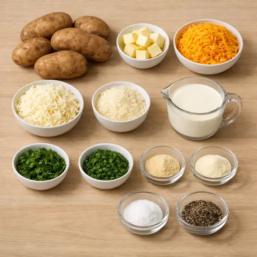 Ingredients for Cheesy Herb Infused Potatoes
