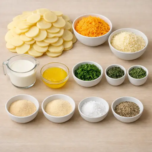 Ingredients for Cheesy Herb Potato Casserole