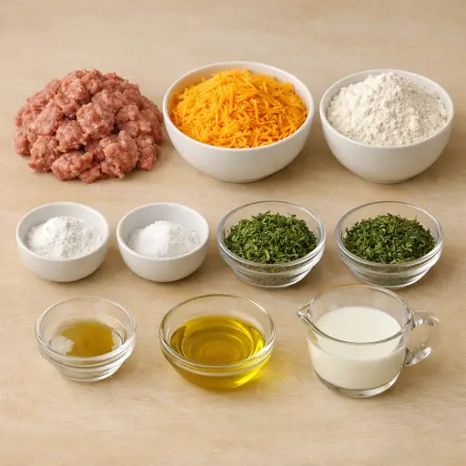 Ingredients for Cheesy Herb Sausage Bites
