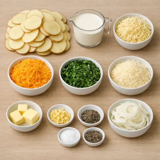 Ingredients for Cheesy Herb Scalloped Potatoes