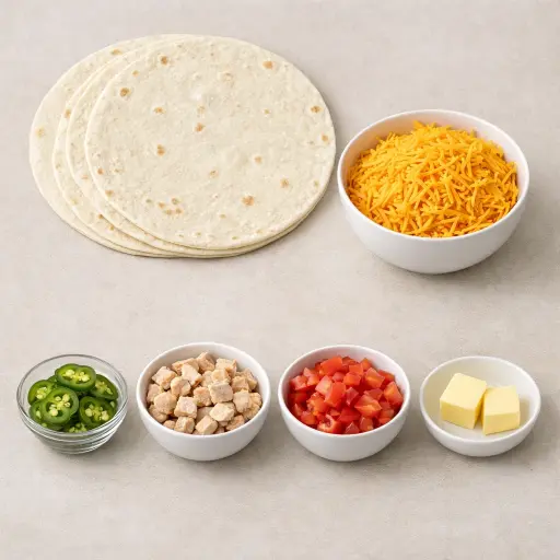 Ingredients for Cheesy Quesadillas