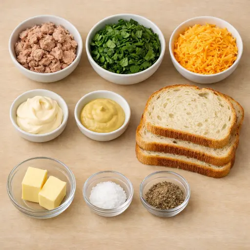 Ingredients for Cheesy Spinach Tuna Melt