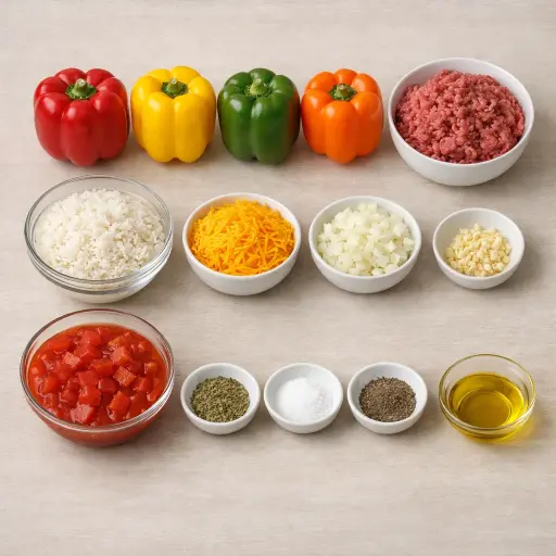 Ingredients for Cheesy Stuffed Bell Peppers