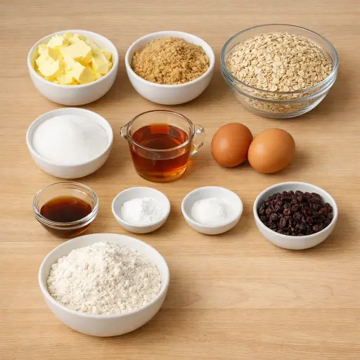 Ingredients for Chewy Maple Oatmeal Cookies