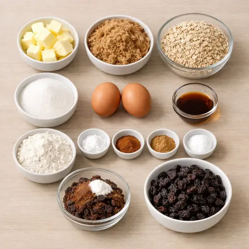 Ingredients for Chewy Spiced Oatmeal Cookies