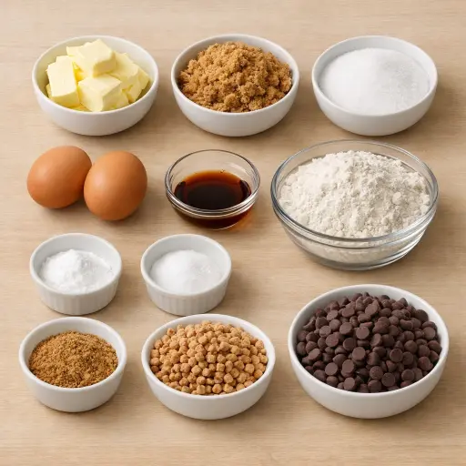 Ingredients for Chewy Toffee Cookie Bars