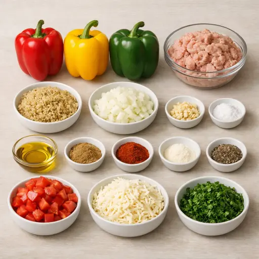 Ingredients for Chicken & Quinoa Stuffed Peppers