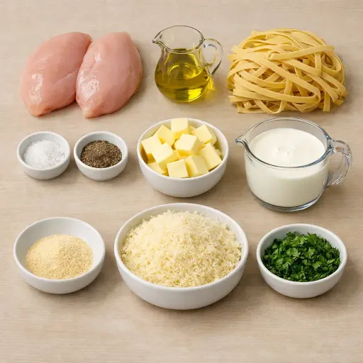 Ingredients for Chicken Alfredo