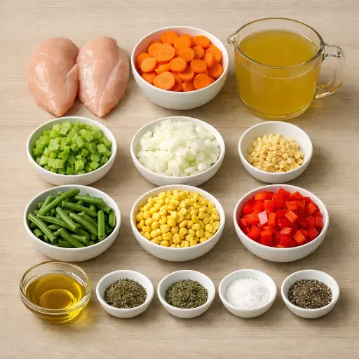 Ingredients for Chicken and Vegetable Soup