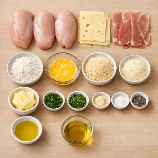 Ingredients for Chicken Cordon Bleu with Herb Butter