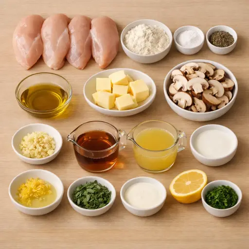 Ingredients for Chicken Marsala with Sage and Lemon