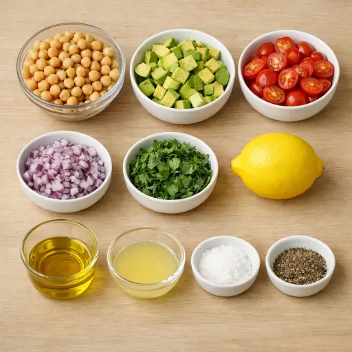 Ingredients for Chickpea and Avocado Salad