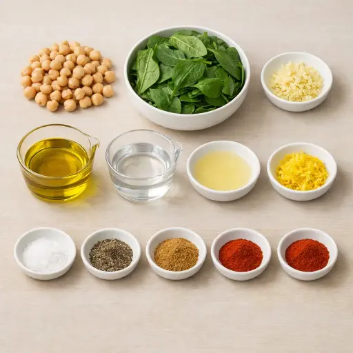 Ingredients for Chickpea and Spinach Dip