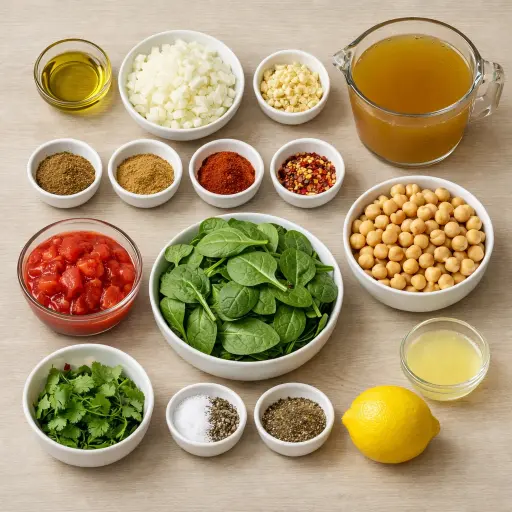Ingredients for Chickpea and Spinach Soup