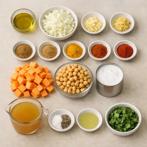 Ingredients for Chickpea and Sweet Potato Curry