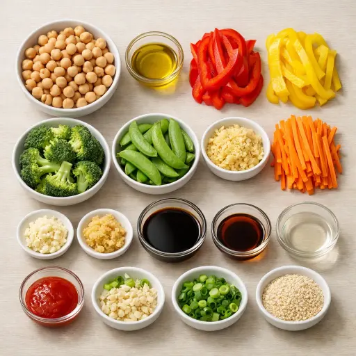 Ingredients for Chickpea and Vegetable Stir-Fry
