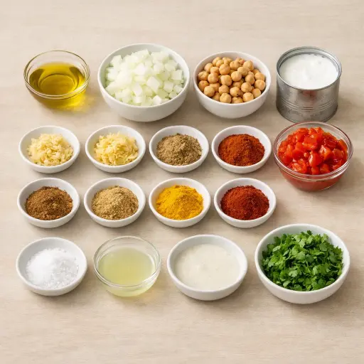 Ingredients for Chickpea Curry with Coconut Milk