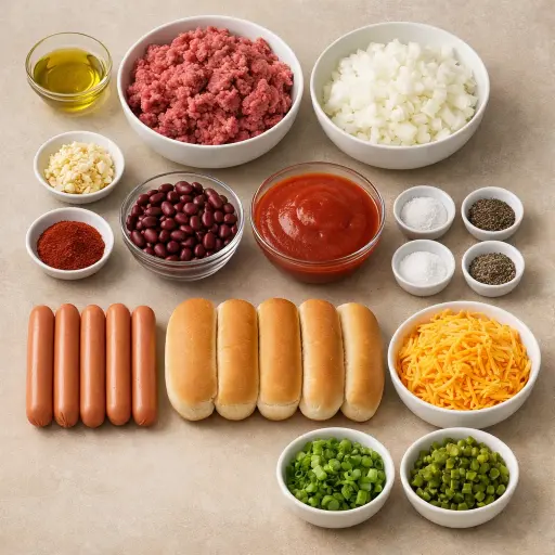Ingredients for Chili Cheese Dogs