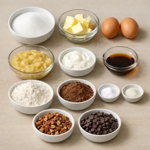 Ingredients for Choco-Banana-Pecan Bread