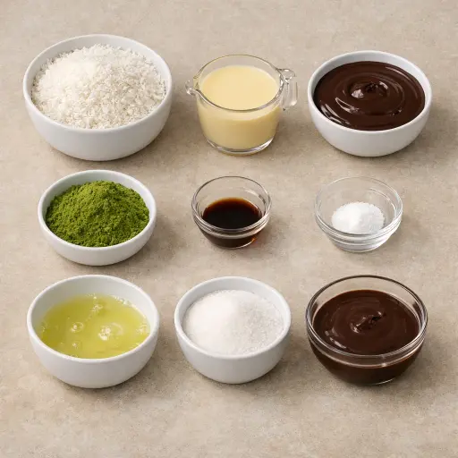 Ingredients for Choco-Matcha Macaroons
