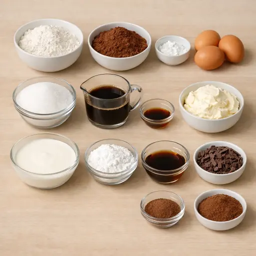 Ingredients for Choco-Mocha Tiramisu Cake