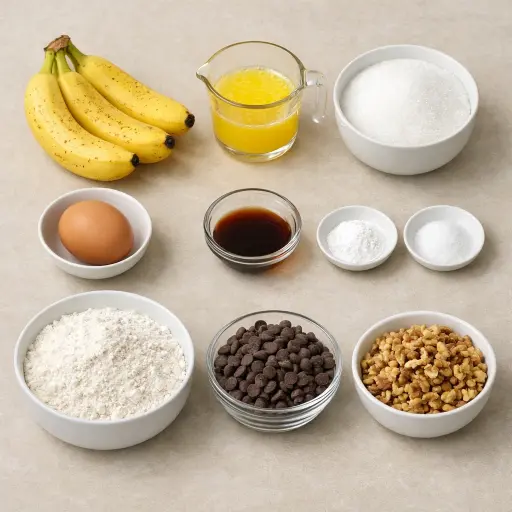 Ingredients for Choco-Nut Banana Bread Delight