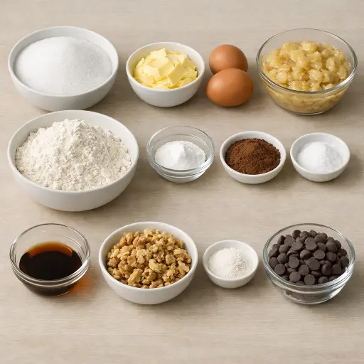 Ingredients for Choco-Nut Banana Bread