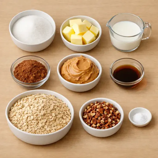 Ingredients for Choco-Nut Cluster No-Bake Cookies