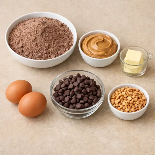 Ingredients for Choco-Peanut Butter Cake Mix Cookies