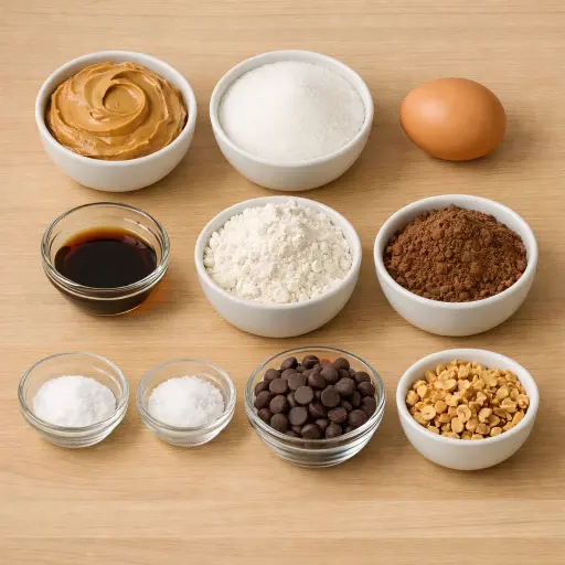 Ingredients for Choco-Peanut Butter Delight Cookies