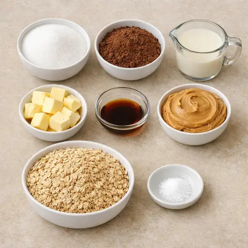 Ingredients for Choco-Peanut Butter Delight No-Bakes