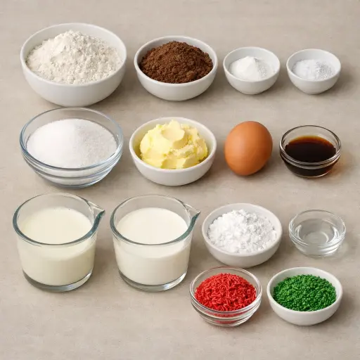 Ingredients for Choco-Peppermint Whoopie Pies