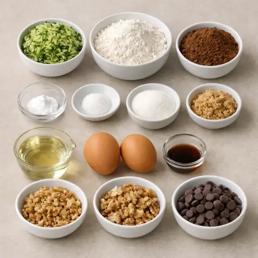 Ingredients for Choco Walnut Zucchini Bread